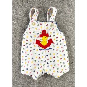 Tiny Tots Original Vintage Baby Terry Cloth Romper Anchor Duck Nautical 3-6M
